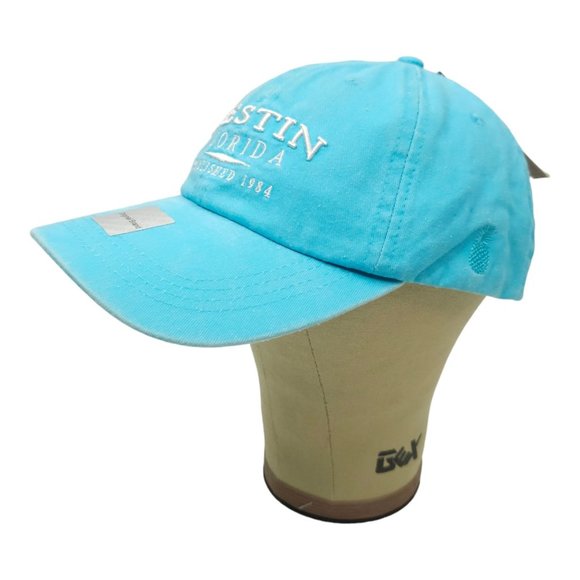 DK Embroidery Destin Florida Light Blue Strapback Cap 50+ UPF Baseball Hat NEW - Picture 2 of 13